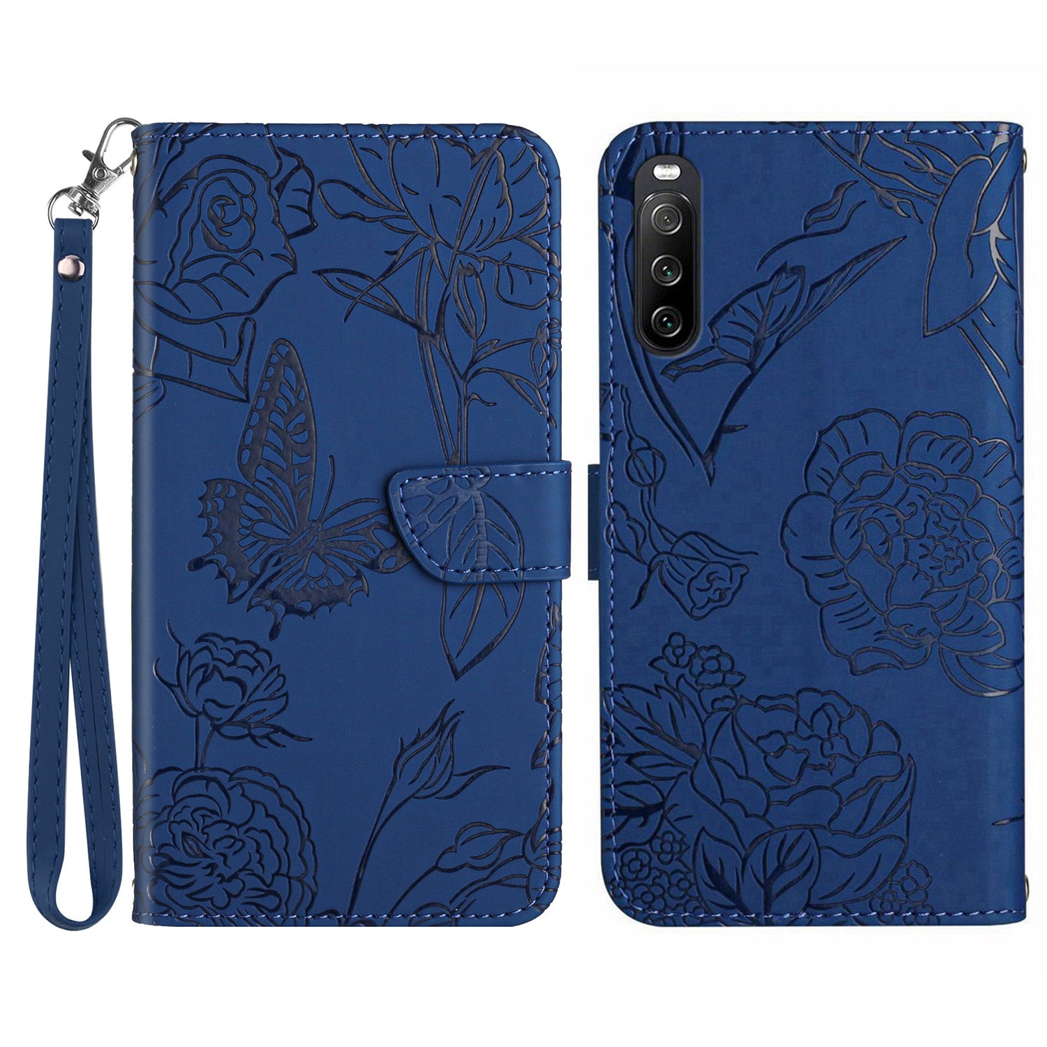 HT03 For Sony Xperia 10 VI Leather Case Butterfly Flower Wallet Phone Cover with Wrist Strap HT03 For Sony Xperia 10 VI Leather Case Butterfly Flower Wallet Phone Cover with Wrist Strap